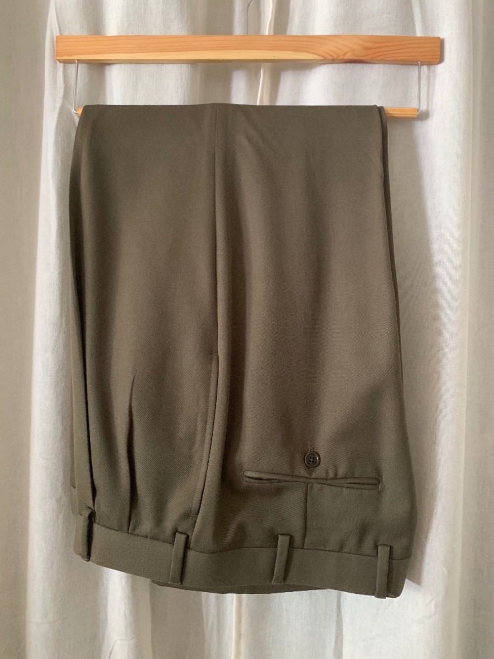 Brooks Brothers 100% Wool Dress Pants Olive Taupe W35 L29 Made in Canada Cuffed